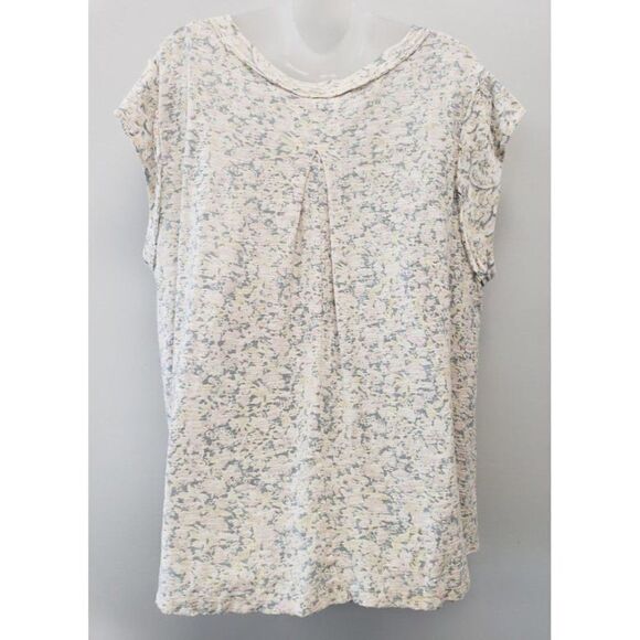 Free People Boho Floral Top Women's SMALL Ivory Black Yellow Faded Distressed - Picture 11 of 11